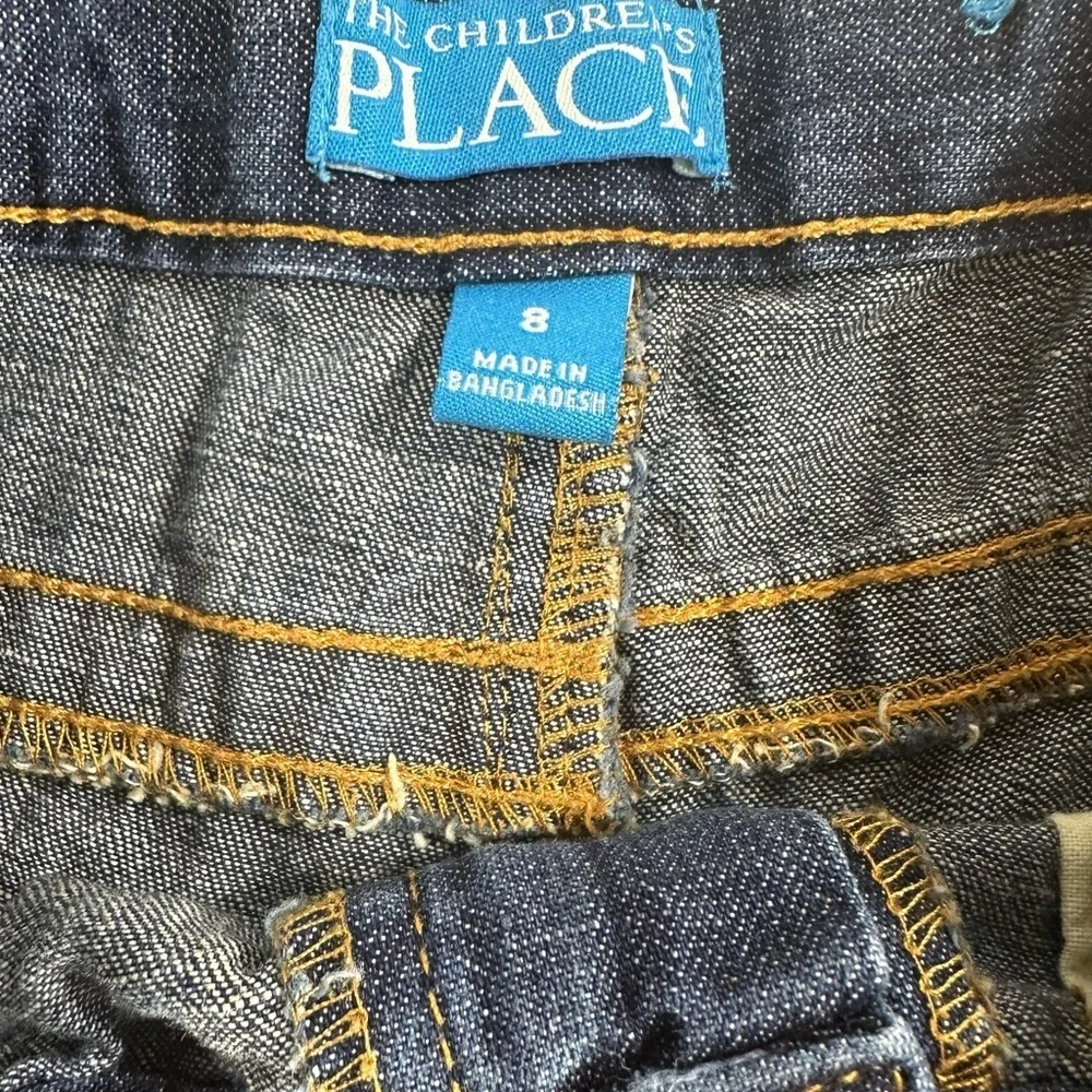 Girls Blue Denim cuffed adjustable waist button detail Jean Shorts size 8